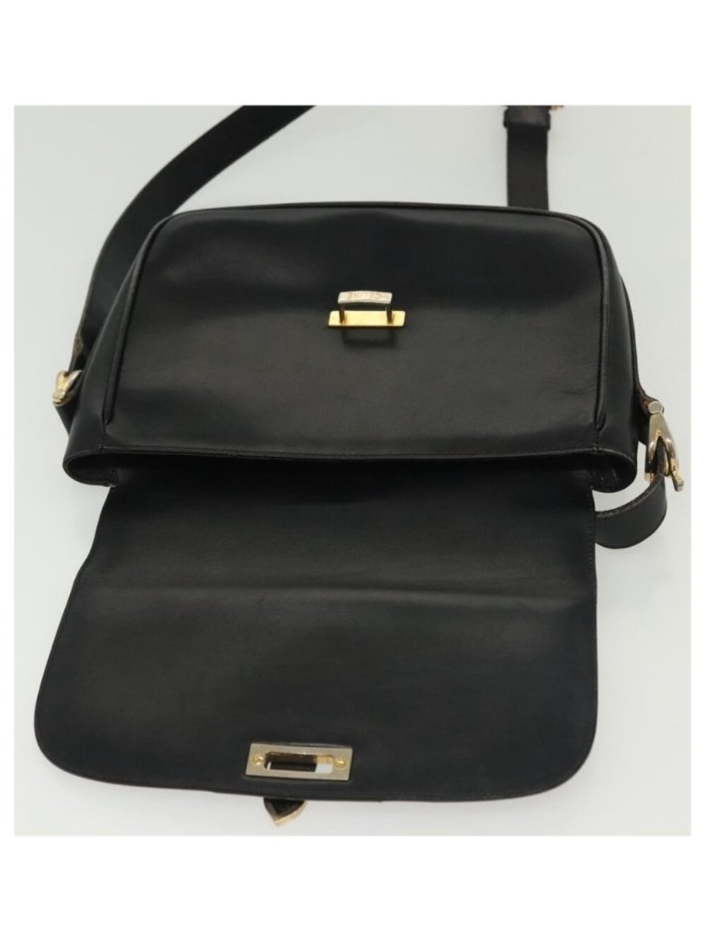 Authentic CELINE Shoulder Bag Leather Navy Gold - Picture 8 of 16